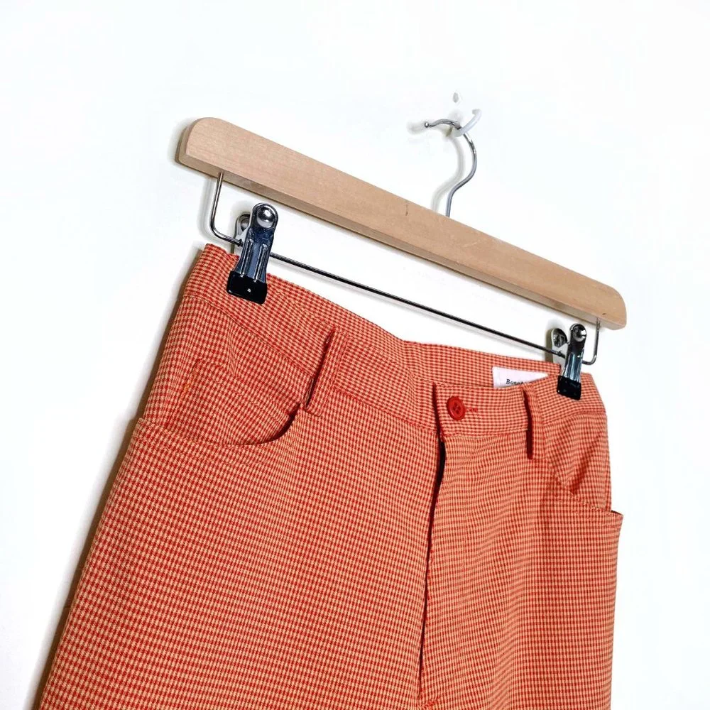 ⚡️SOLD⚡️ vintage 70s bonappétite orange gingham plaid flare pants - size 1 - Picture 5 of 5